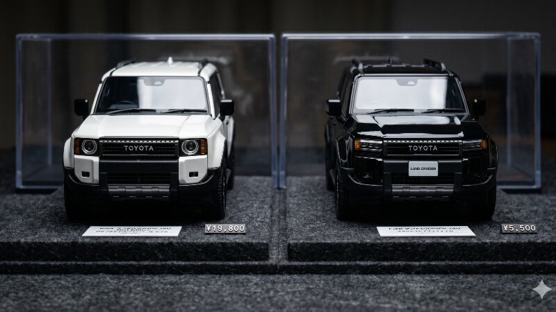 ランクル250カラーサンプルの丸目First Editionと角目標準仕様を並べた比較写真と相場差