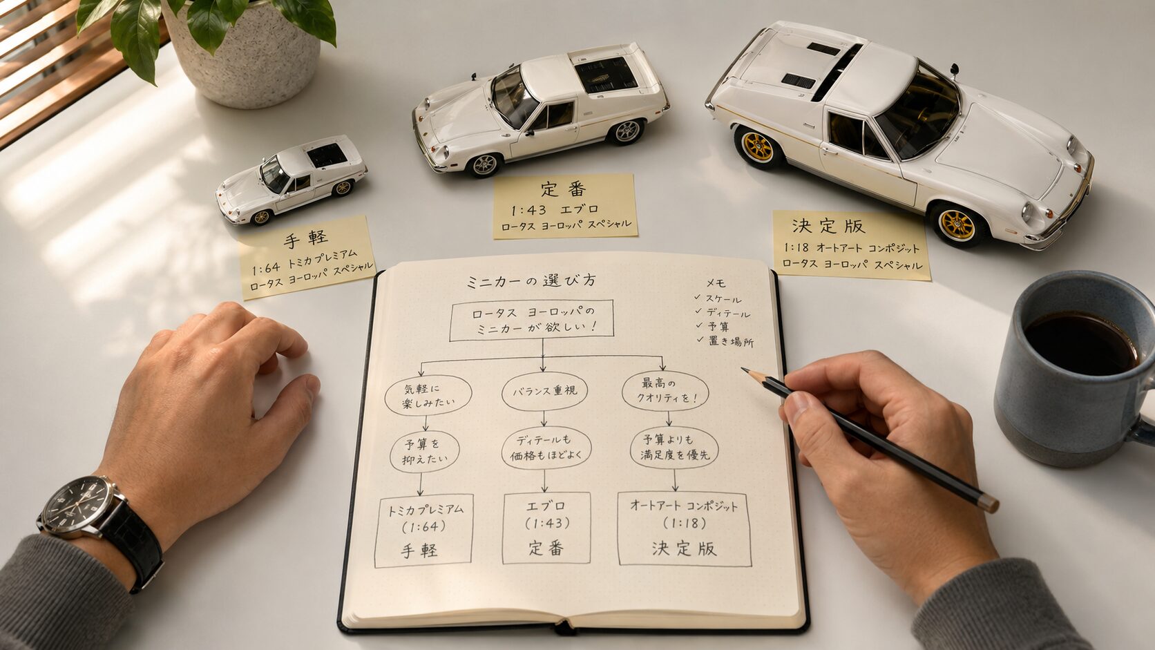 スケール・仕様・入手先ごとのロータスヨーロッパミニカー選び方チャート