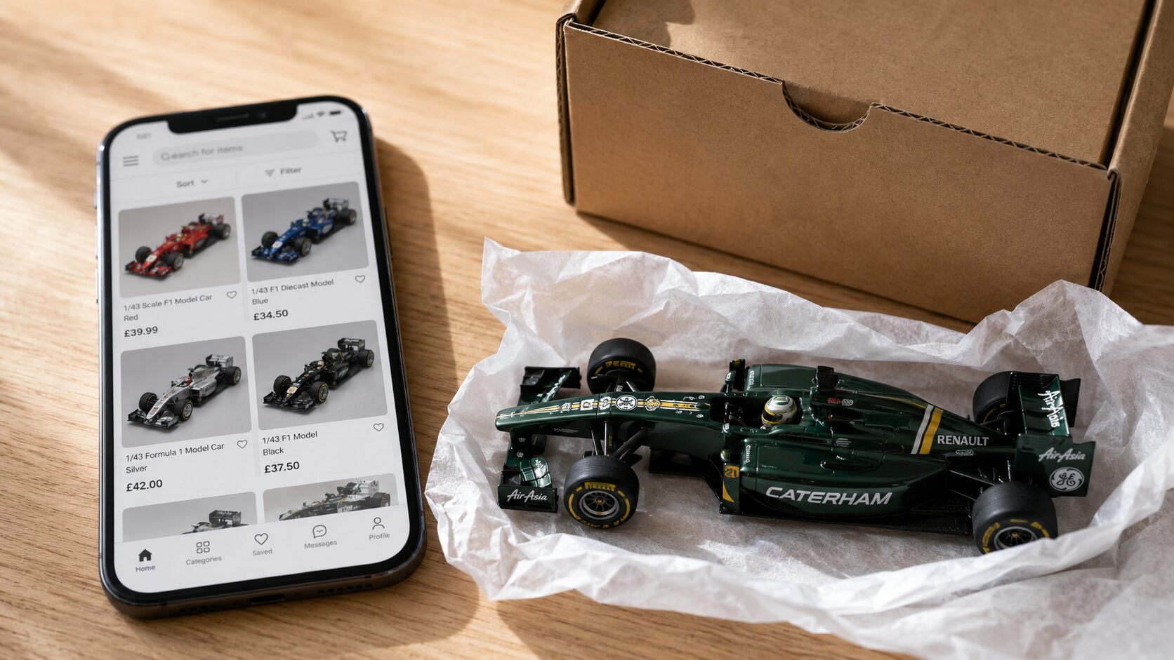 オンラインでミニカーを購入する様子を表したイメージ
