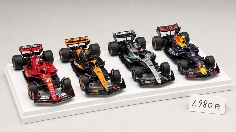ブラーゴの1/64F1シリーズ、現行シーズン4チームの参戦車両モデル