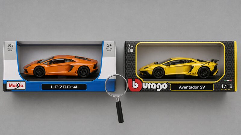 マイストとブラーゴのアヴェンタドール製品パッケージ比較
